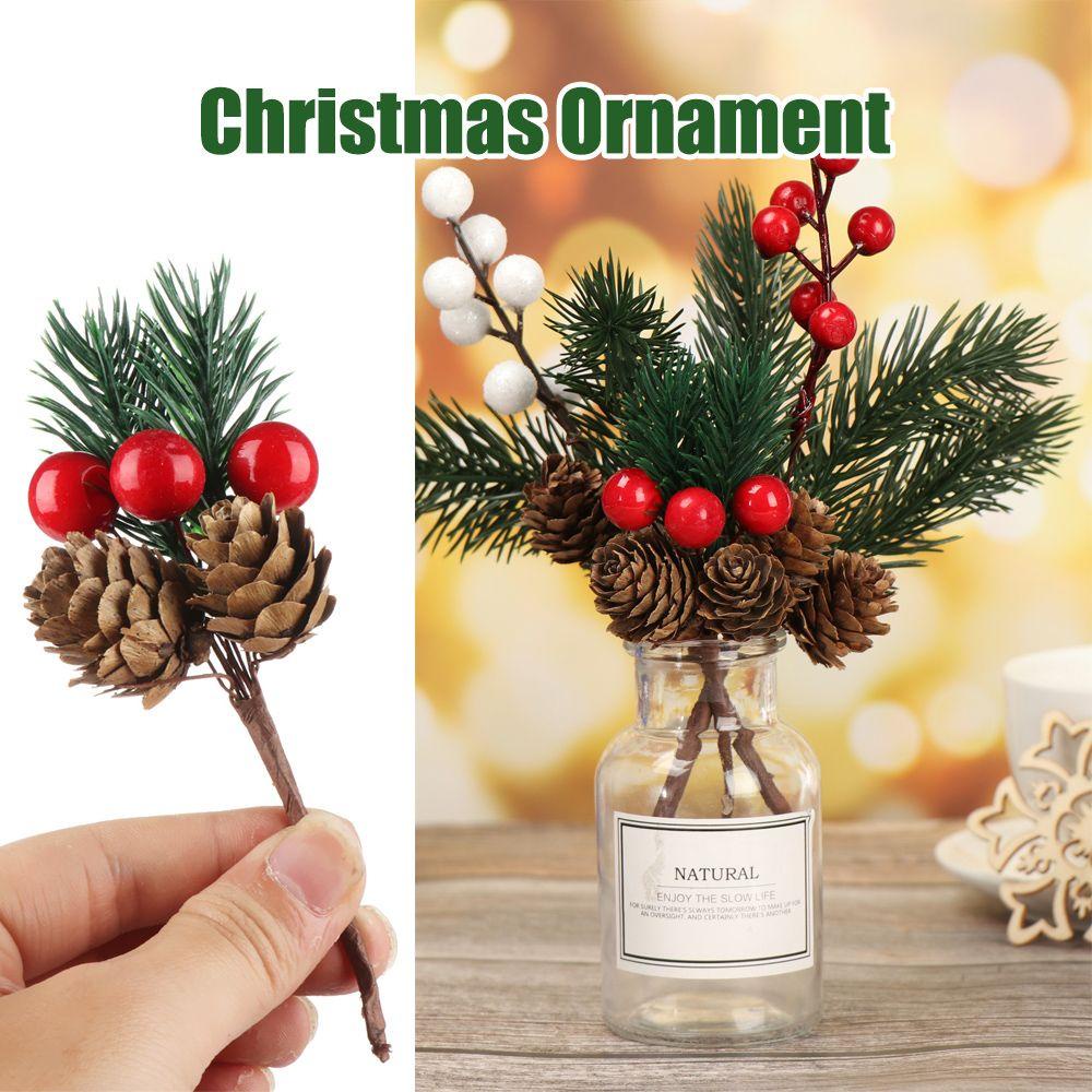 1 Nhánh Quả Thông Đỏ Nhân Tạo Dùng Trang Trí Giáng Sinh DIY