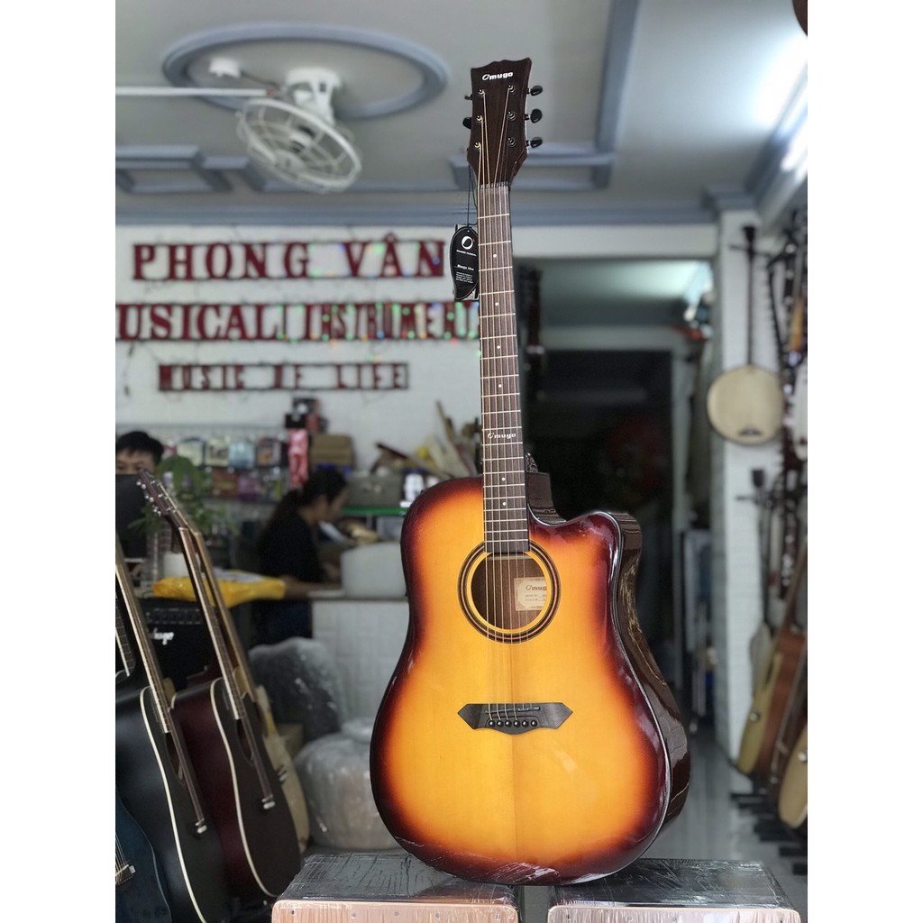 [Tặng kèm phụ kiện] Đàn guitar acoustic Omugo gỗ mahogany màu hoàng hôn