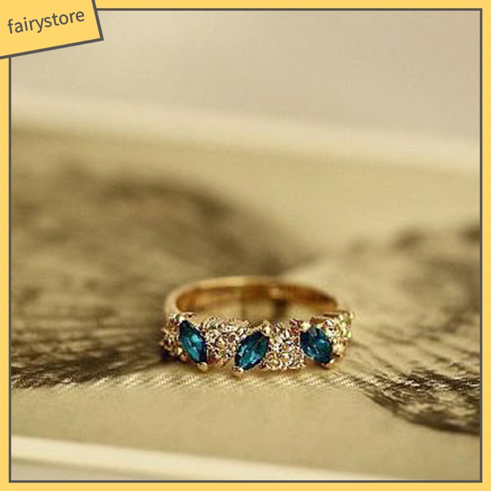 Nhẫn hợp kim đính đá ngọc lục bảo phong cách cổ điển cho nữ