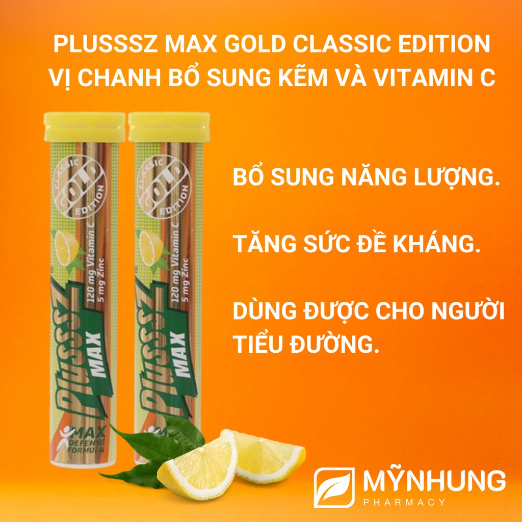 PLUSSSZ MAX- VIÊN SỦI VỊ CHANH BỔ SUNG VTM C VÀ KẼM 20viên