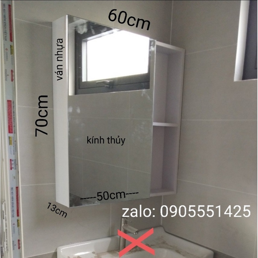 Tủ gương phòng tắm chống nước, nhựa PVC, bảo hành 2 năm