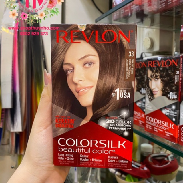 Thuốc nhuộm tóc Revlon ColorSilk số 33 (Dark Soft Brown) - Nâu Chocolate Sáng