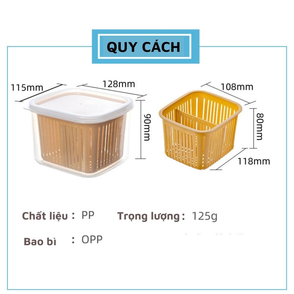 Hộp Bảo Quản Hành Tỏi Trong Tủ Lạnh Hình Vuông  Bằng Nhựa Đa Năng Tách Nước Có Ngăn Chia Tiện Lợi 0503