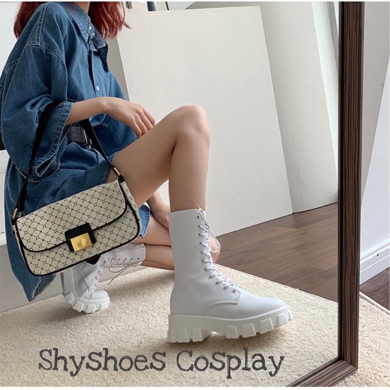 🔥 Boot chiến binh Martin Gothic ống cao phối dây kéo phong cách cá tính