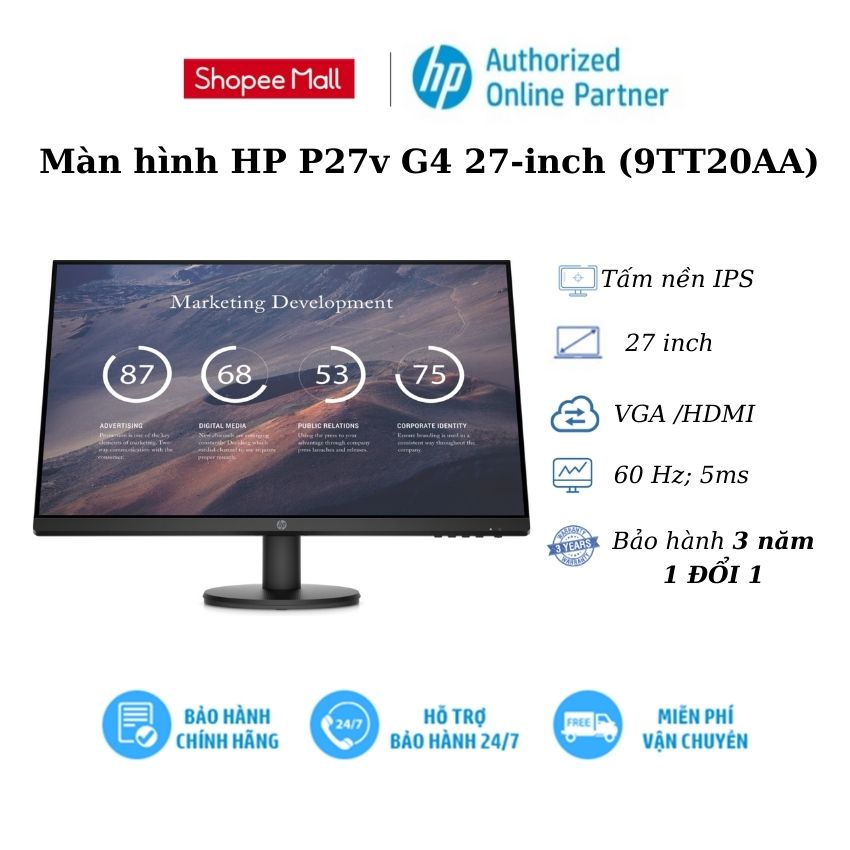 Màn hình HP P27v G4 27-inch / FHD/ IPS/ VGA/ HDMI/ 3Yrs