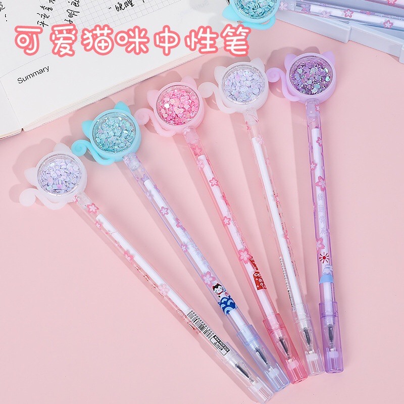 Bút bi nước mèo lấp lánh