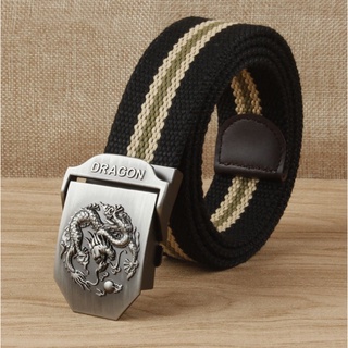 Dây lưng lính vải bố_Mặt Rồng Dragon siêu bền đẹp, Dây lưng Nam vải Canvas Khóa luồn kẹp chắc chắn, tiện dụng