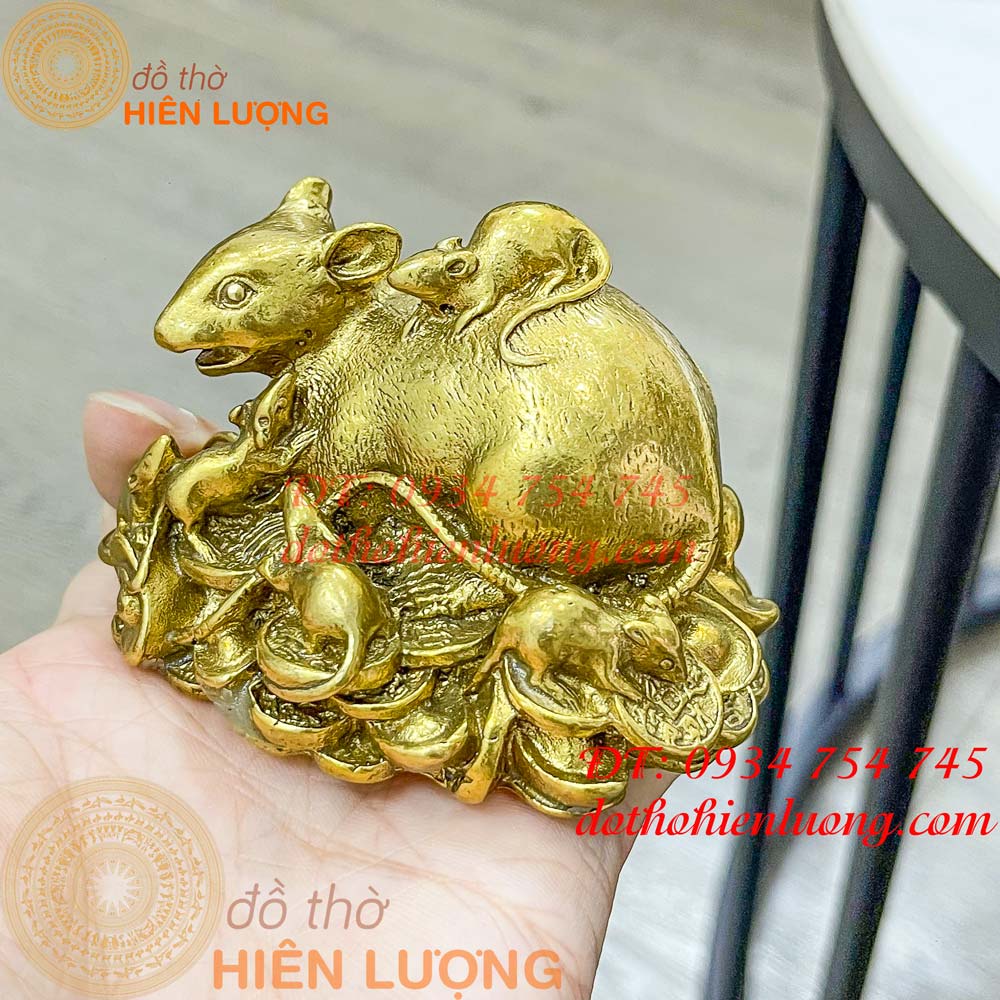 Tượng gia đình chuột bằng đồng phong thủy