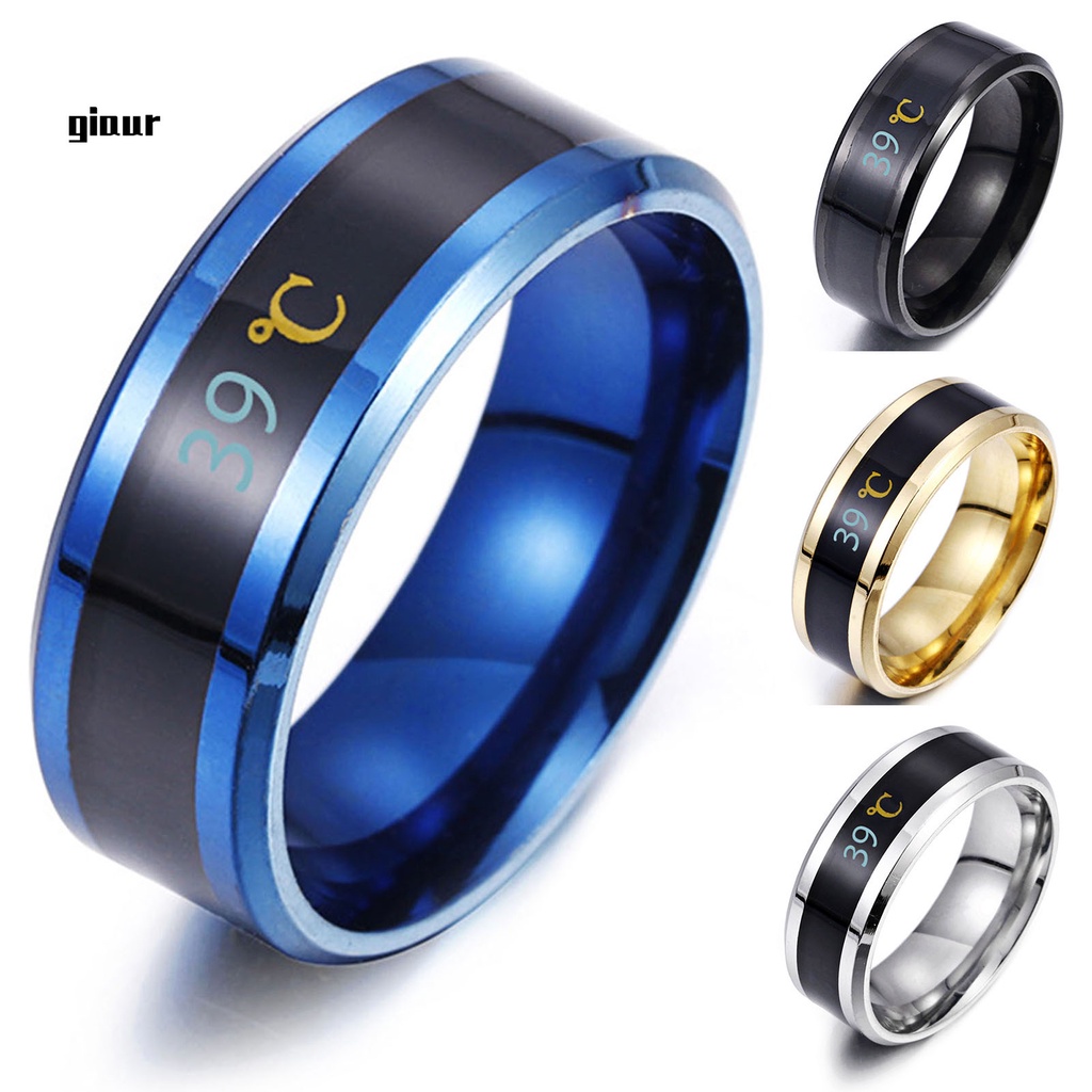 Nhẫn cảm biến nhiệt độ thông minh bằng thép không gỉ thời trang