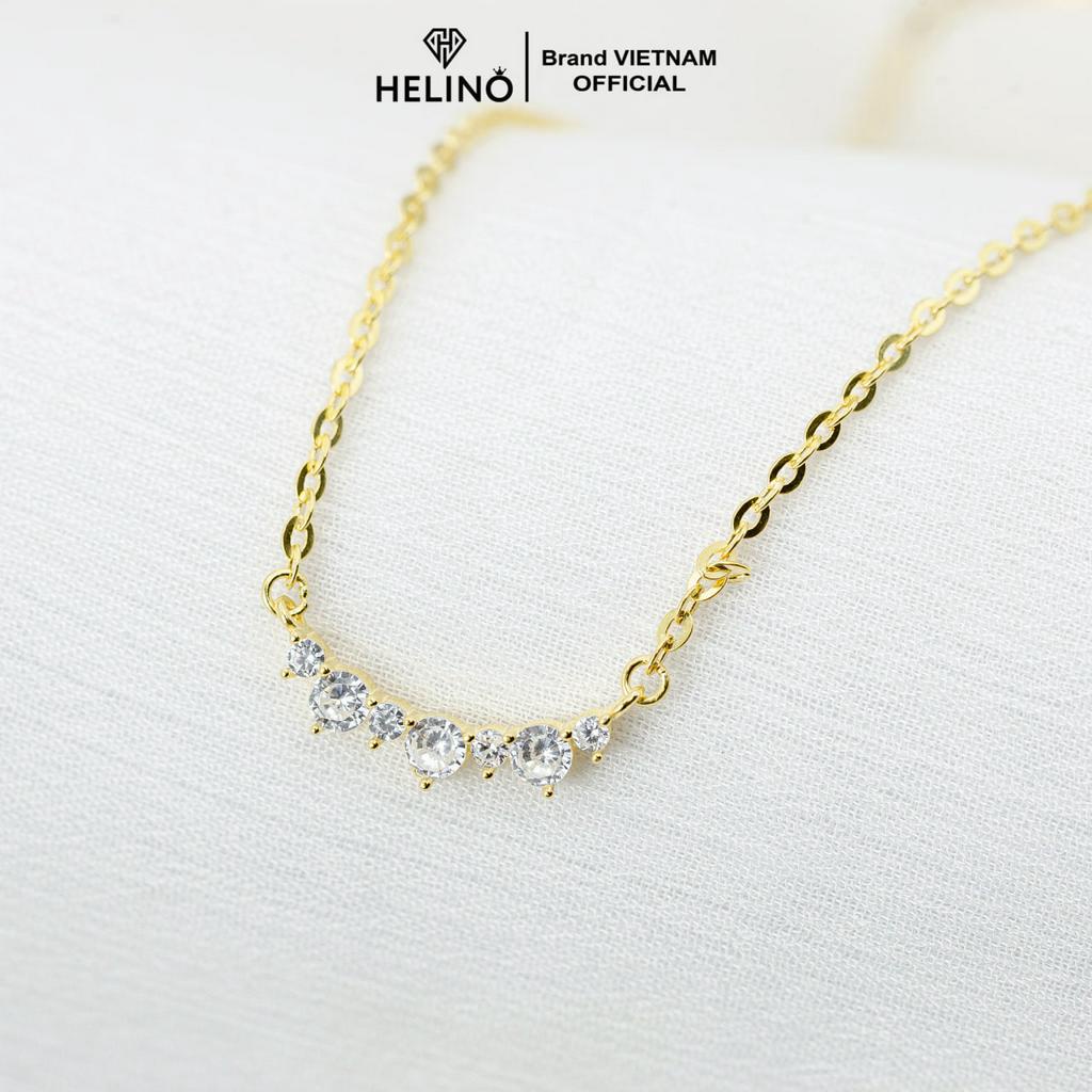 Dây chuyền bạc nữ HELINO Mạ vàng 18K mặt đá nhỏ xếp nửa đường tròn mạ vàng C42
