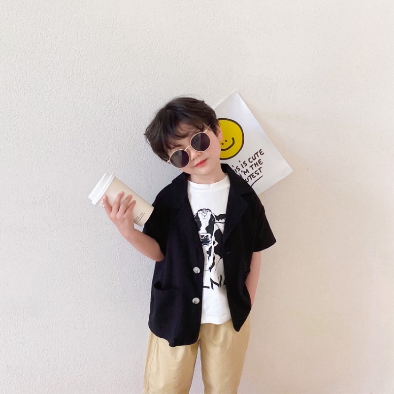 Blazer Đen Ngắn Tay Hàn Quốc Cho Bé