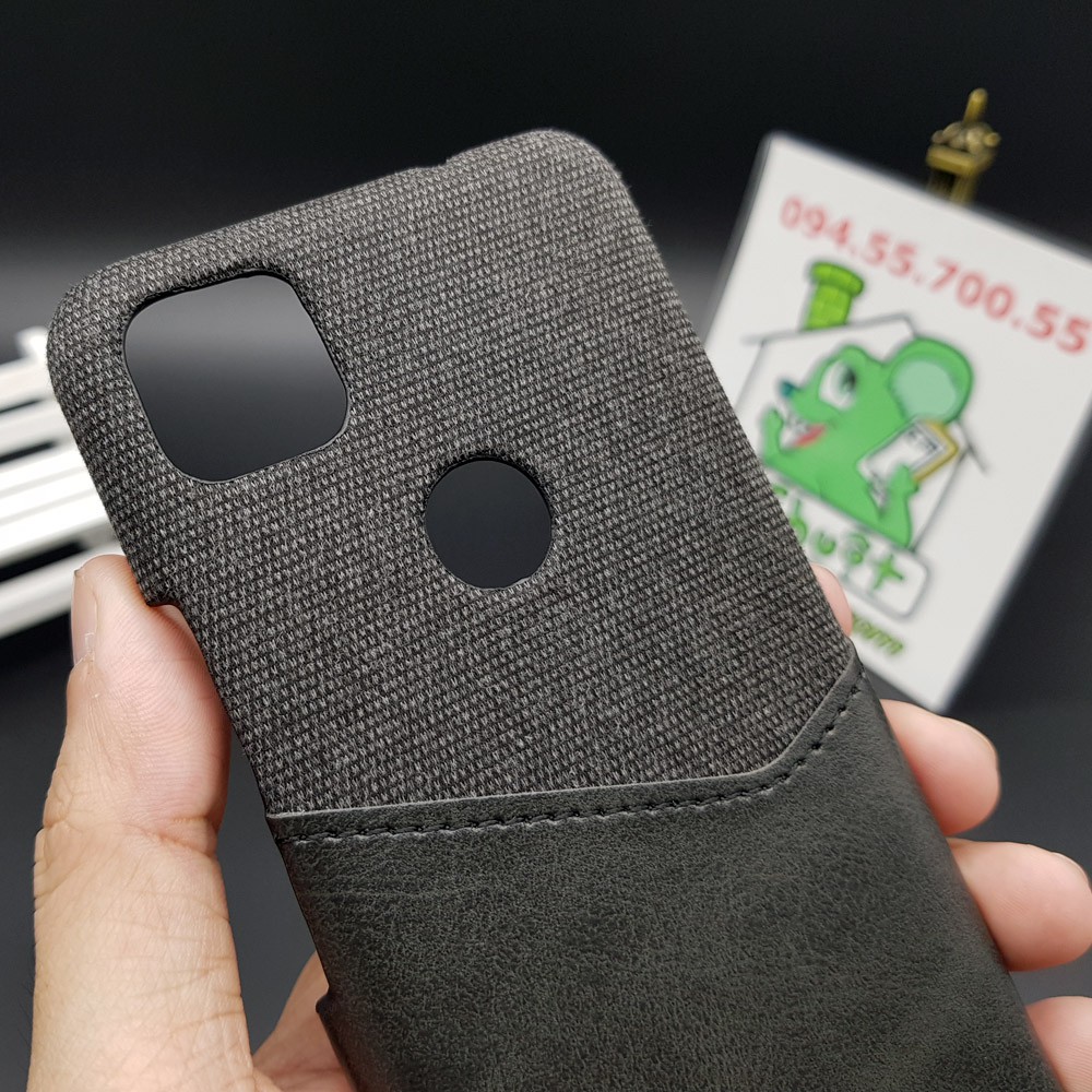 [Cao Cấp] Ốp Lưng Google Pixel 4A Vải Fabric Phối Da Nhét Tiền Thẻ ATM