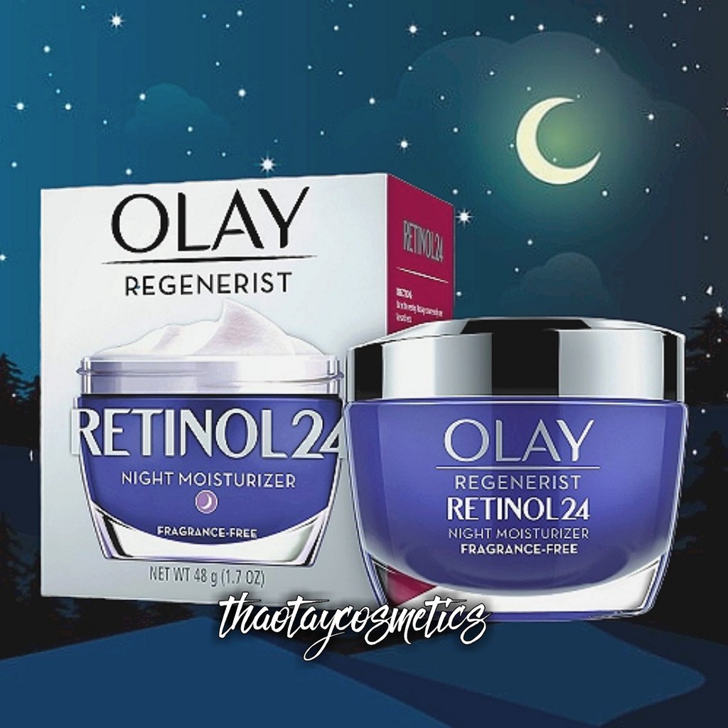 [Hàng Mỹ] Kem dưỡng da sáng mịn ban đêm Olay Regenerist RETINOL 24 Night Moisturizer Fragrance-Free (48g)