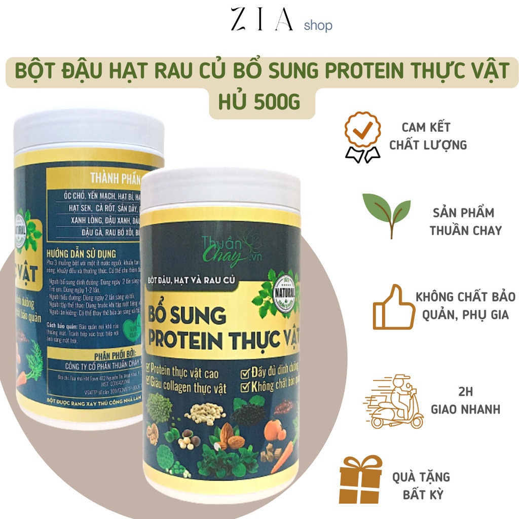 BỘT ĐẬU, HẠT VÀ RAU CỦ BỔ SUNG PROTEIN THỰC VẬT THUẦN CHAY HỦ 500G CUNG CẤP PROTEIN, NUÔI DƯỠNG VÀ PHỤC HỒI CƠ BẮP