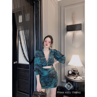 Set áo tay lỡ đính ngoc chân váy ôm ms2bt
