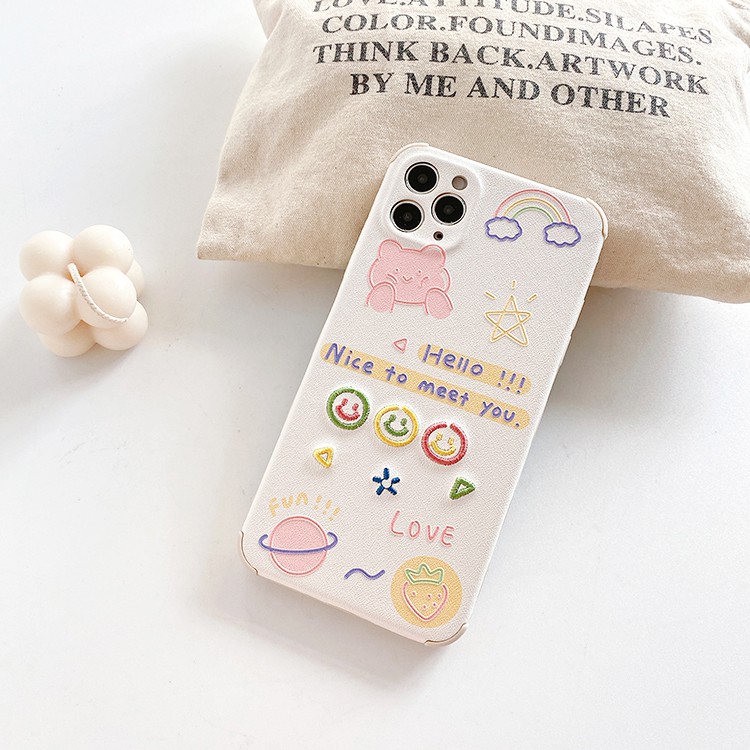 Ốp lưng iphone Gấu trắng thêu viền chống va đập 5/5s/6/6plus/6s/6splus/7/7plus/8/8plus/x/xr/xs/11/12/pro/max/plus/promax | BigBuy360 - bigbuy360.vn