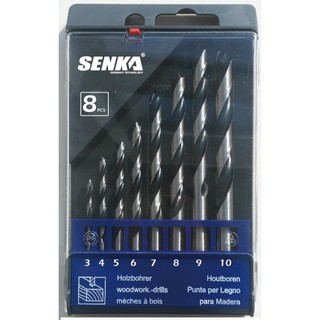 Senka 1 bộ 8 mũi khoan gỗ đầu định tâm ø3-ø10mm chuôi trụ tròn