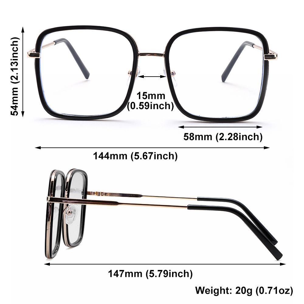 Mắt Kính Gọng Tròn Oversized Trong Suốt Siêu Nhẹ Màu Xanh Dương Thời Trang