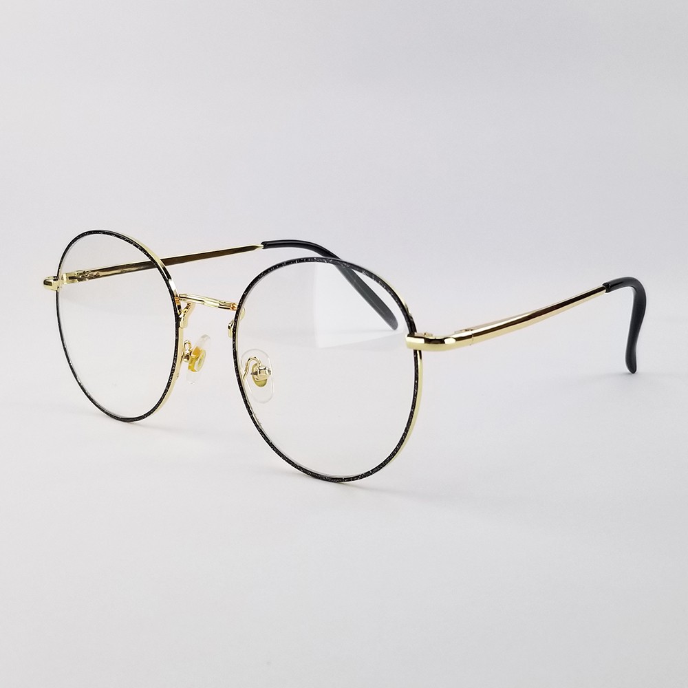 Gọng kính cận nữ - nam tròn kim loại màu đen, vàng viền đen 3126. Tròng kính giả cận chống nắng, chống tia UV | BigBuy360 - bigbuy360.vn