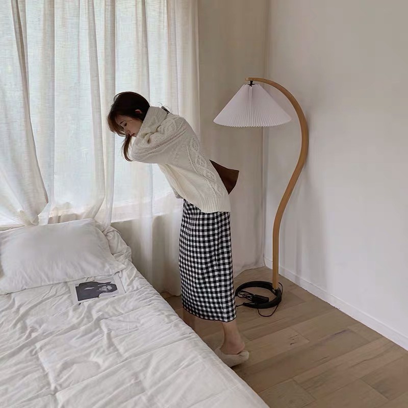 Váy midi thun len caro gingham - V632 | BigBuy360 - bigbuy360.vn