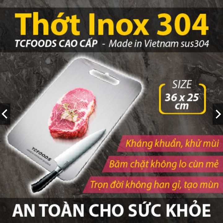 Thớt inox 304 kháng khuẩn cao cấp-vệ sinh dễ dàng,chống ẩm mốc và không Xước Dăm - an toàn thực phẩm