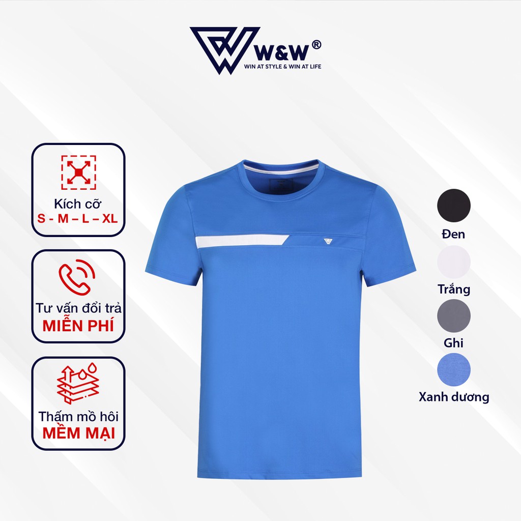 Áo Phông Nam W&W Dáng Slim Fit - Cổ Tròn Tay Ngắn, Chất Liệu Thoáng Mát, Thấm Hút Mồ Hôi Tốt WTS35S