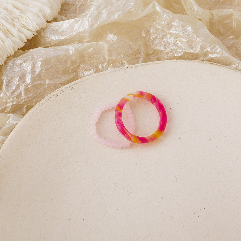 Set 2 Nhẫn Nhựa Họa Tiết Da Báo Đính Đá Thời Trang Dành Cho Nữ