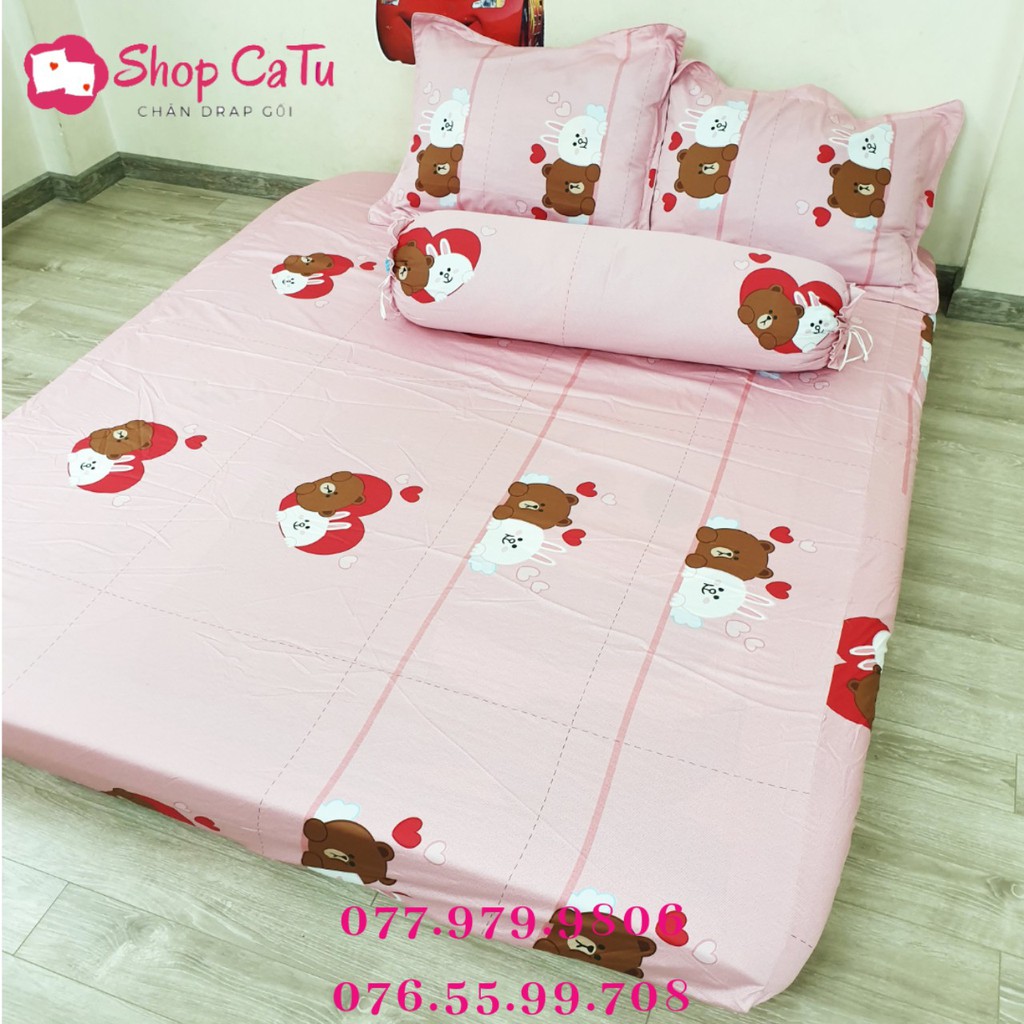 Ra gối cotton lụa Hàn Quốc Thỏ Cony và Gấu Grown