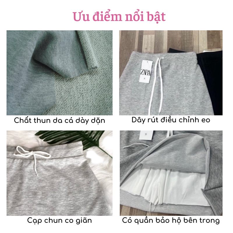 Chân váy chữ A dáng ngắn thể thao hack dáng chất thun da cá co giãn cạp chun phong cách Hàn quốc CV36