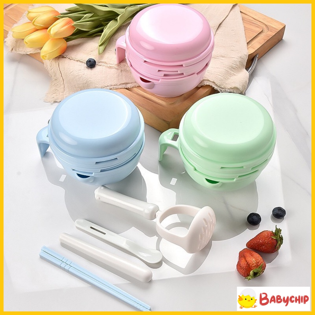 Bộ Dụng Cụ Nghiền, Chế Biến Thức Ăn Dặm Cho Bé 10 Chi Tiết - Bộ Chày Cối - Rây Lọc - Mài Nghiền Nhỏ Gọn Tiện Dụng
