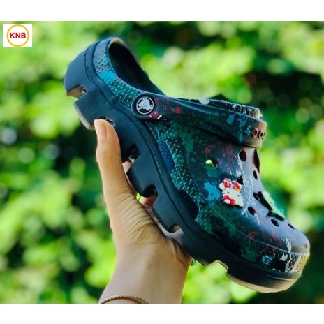 Dép nữ nam, Dép suc Duet Cross Camo đen -Freeship + 12 sticker- Dép Quai Ngang nam nữ bít đầu hàn quốc đi mưa