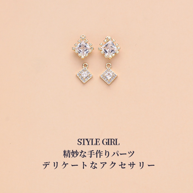 Mặt Dây Chuyền Hình Vuông Bằng Đồng 14K Đính Đá Zircon diy