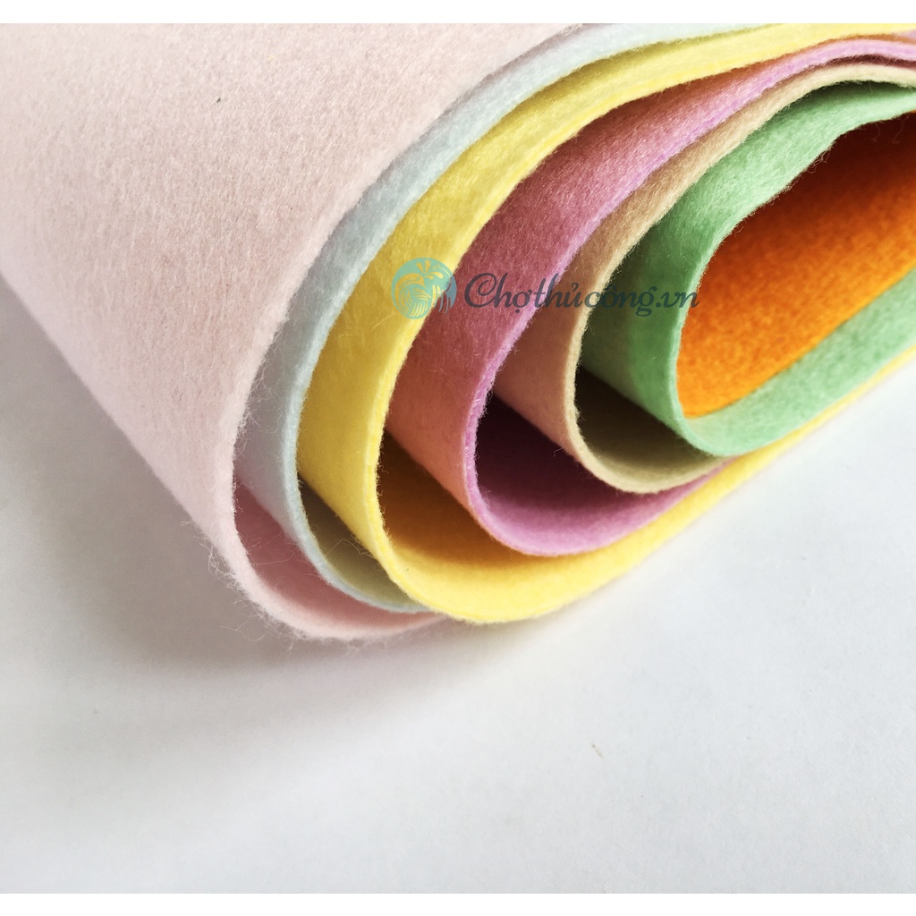 Combo 7 vải nỉ mềm Hàn Quốc cao cấp (Korean high-class Felt) D30XR37cm 7 màu Pastel, làm đồ handmade, craft, thủ công