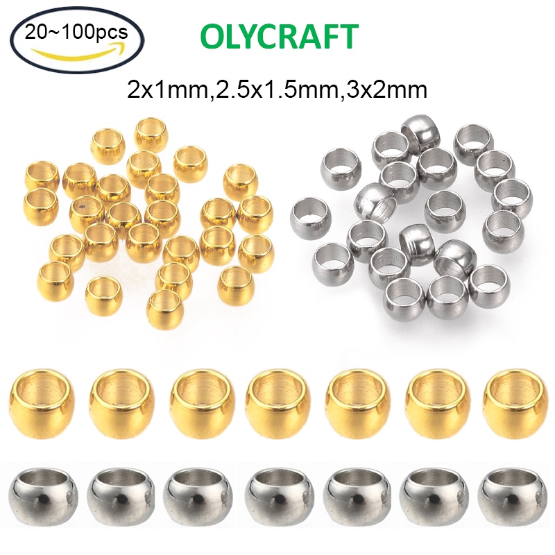 Set 20/ 50/ 100 hạt phụ kiện làm trang sức bằng thép không gỉ 304 DIY