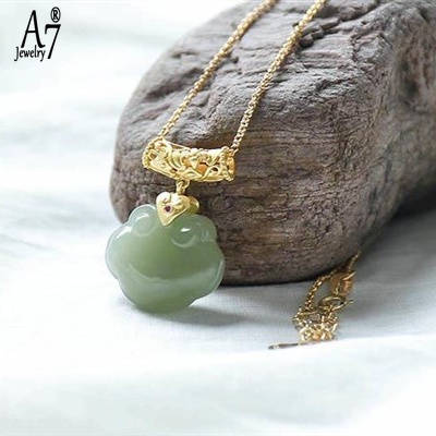 Vòng cổ Bạc S925 Mặt Đá Ngọc Bích Hình Đám Mây Phong Cách Retro Nghệ Thuật Cho Nữ