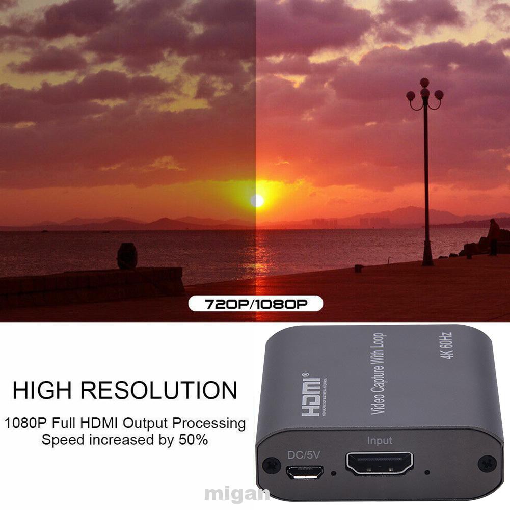 Portable HD 1080P Broadcasting Aluminium Alloy Live Streaming 4K 60Hz Loop Out USB3.0 HDMI Video Capture Card