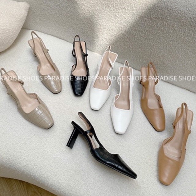 Giày cao gót nữ cổ điển mũi vuông gót vuông shoesparadise BBXK6 thời trang công sở giày cưới mary jane