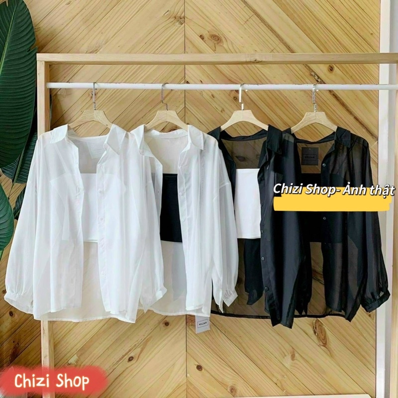 SET SƠ MI FORM RỘNG MỎNG KÈM ÁO HAI DÂY Chizi Shop
