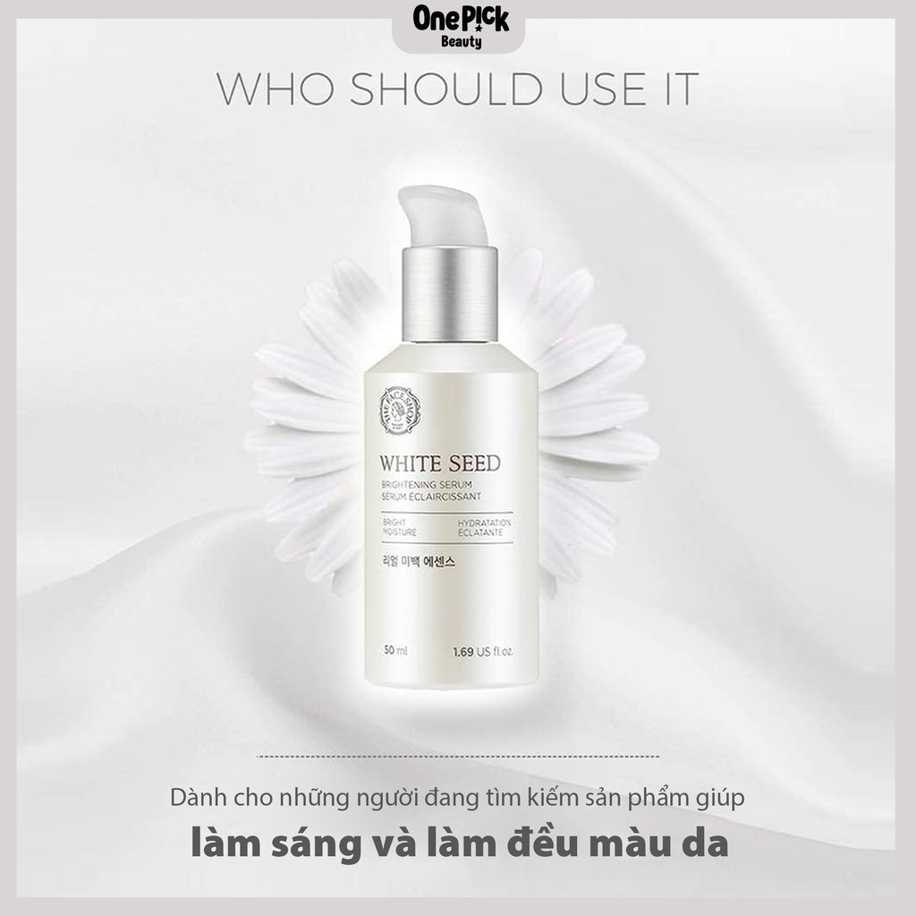 Serum dưỡng trắng da The Face Shop White Seed làm mờ thâm, thu nhỏ lỗ chân lông, cấp ẩm cho làn da săn chắc với dưỡng chất từ hạt hoa đậu Lupin, hoa cúc trắng, vỏ cây liễu trắng [THE FACE SHOP WHITE SEED BRIGHTENING SERUM 50ML]