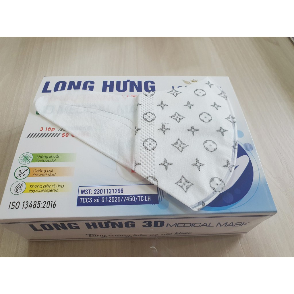 Hộp 50 chiếc khẩu trang 3D mask họa tiết LV hothit