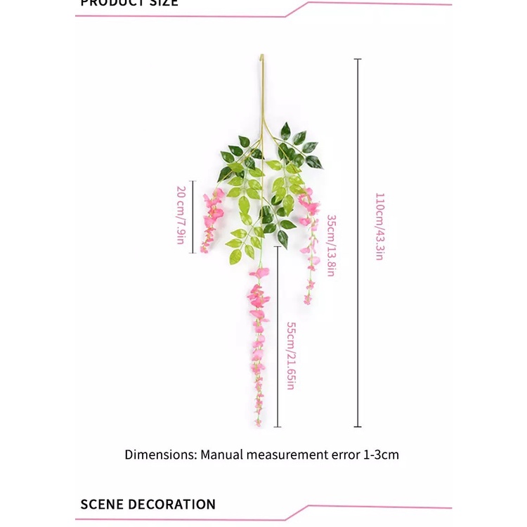 1 cành hoa FUJI Nhật Bản dây hoa thả dài- hoa giả cao cấp trang trí nhà cửa, tiệc cưới, sự kiện dài 1.1m