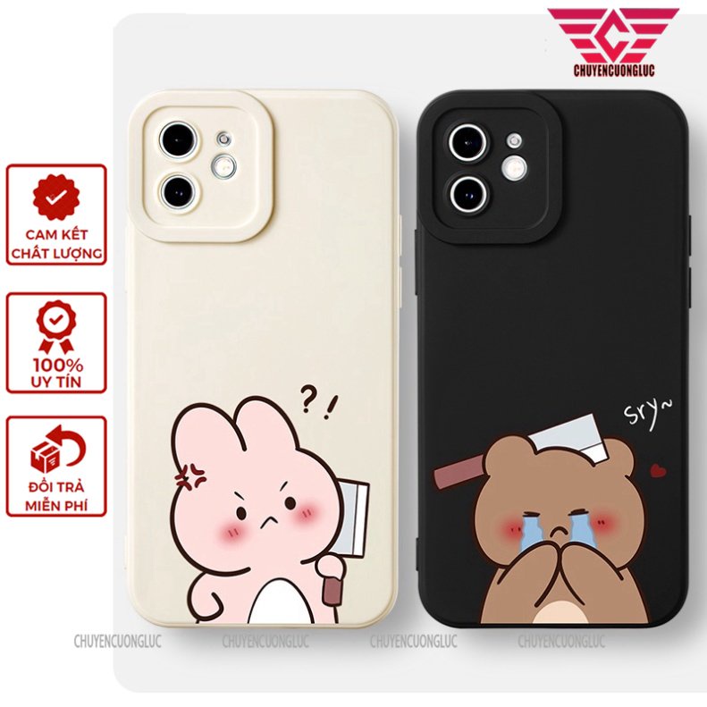 Ốp lưng iphone 7+/8 plus, X, XSMAX, 11, 12, 12, 13 PROMAX THỎ VÀ GẤU