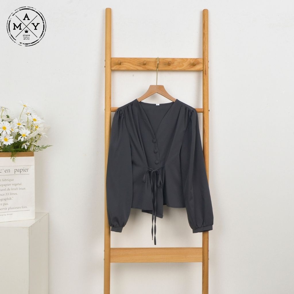 Áo Sơ Mi Cúc Lệch MAY.SINCE2011 Thiết Kế Dáng Suông Vạt Áo Lệch Xinh Xắn Chất Lụa Mềm Mại Thoáng Mát MAN05-0495
