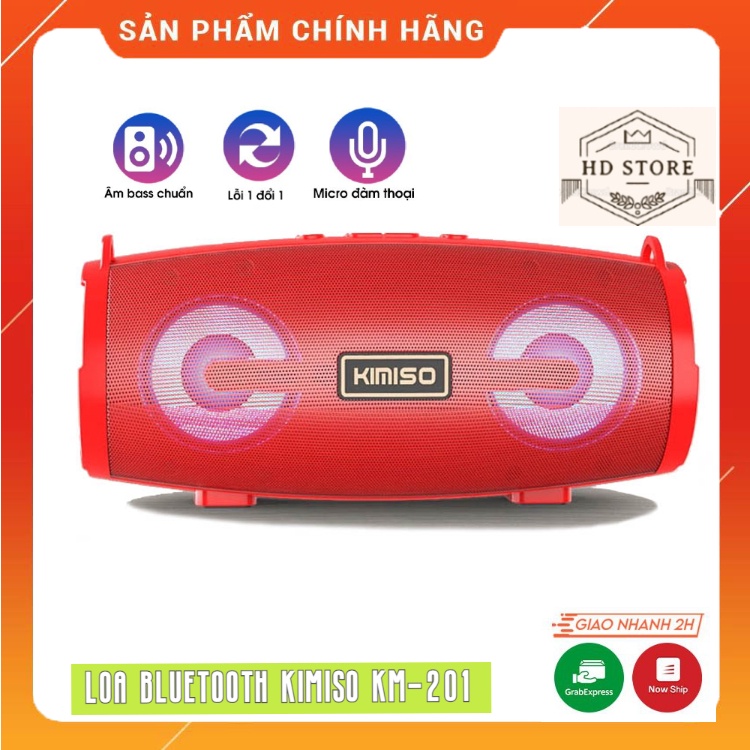 Loa Bluetooth KIMISO KM-201 Âm Thanh Cực Chuẩn , Có Đèn Led Hiển Thị . Thiết Kế Cực Đẹp , Trẻ Trung . Bảo Hành 12 Tháng