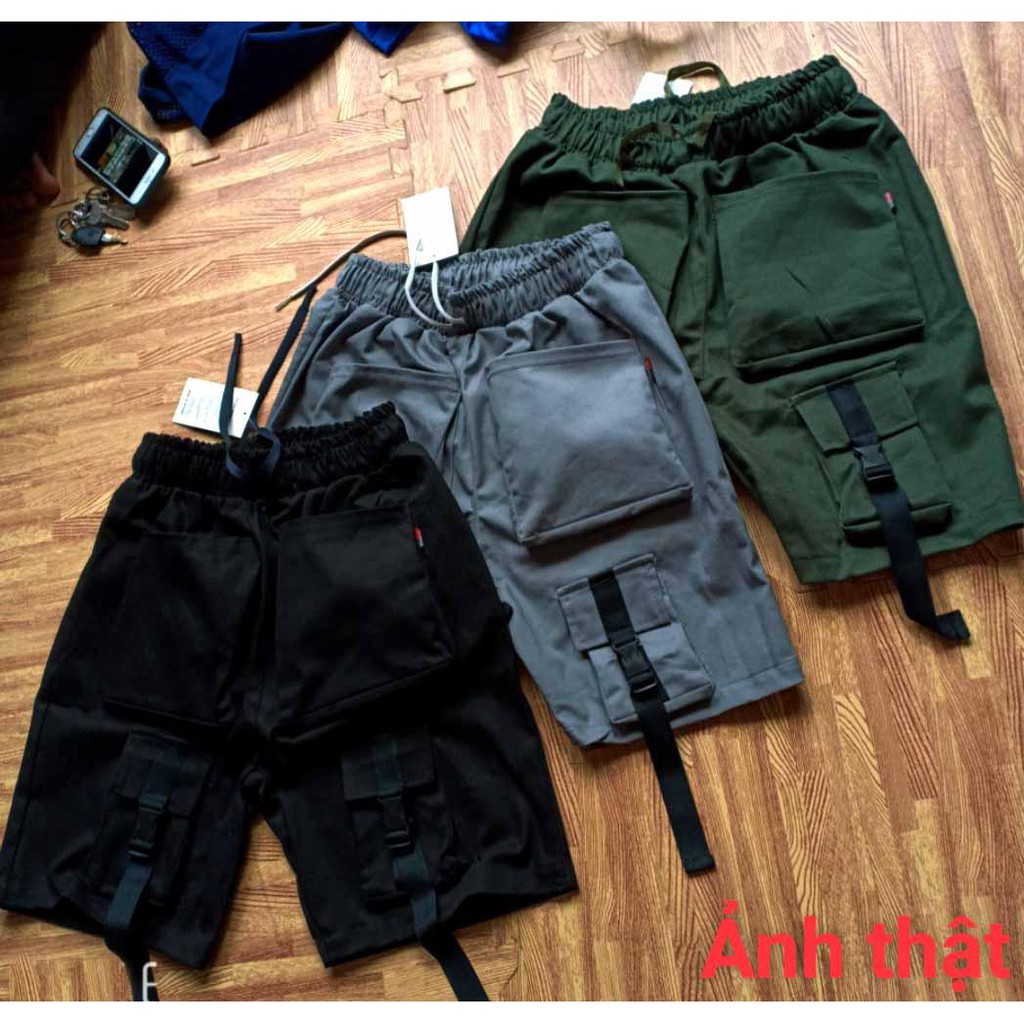 [GIÁ HỦY DIỆT] quần short kaki túi hộp co giãn - SỌT ngố 4 dây nút bấm