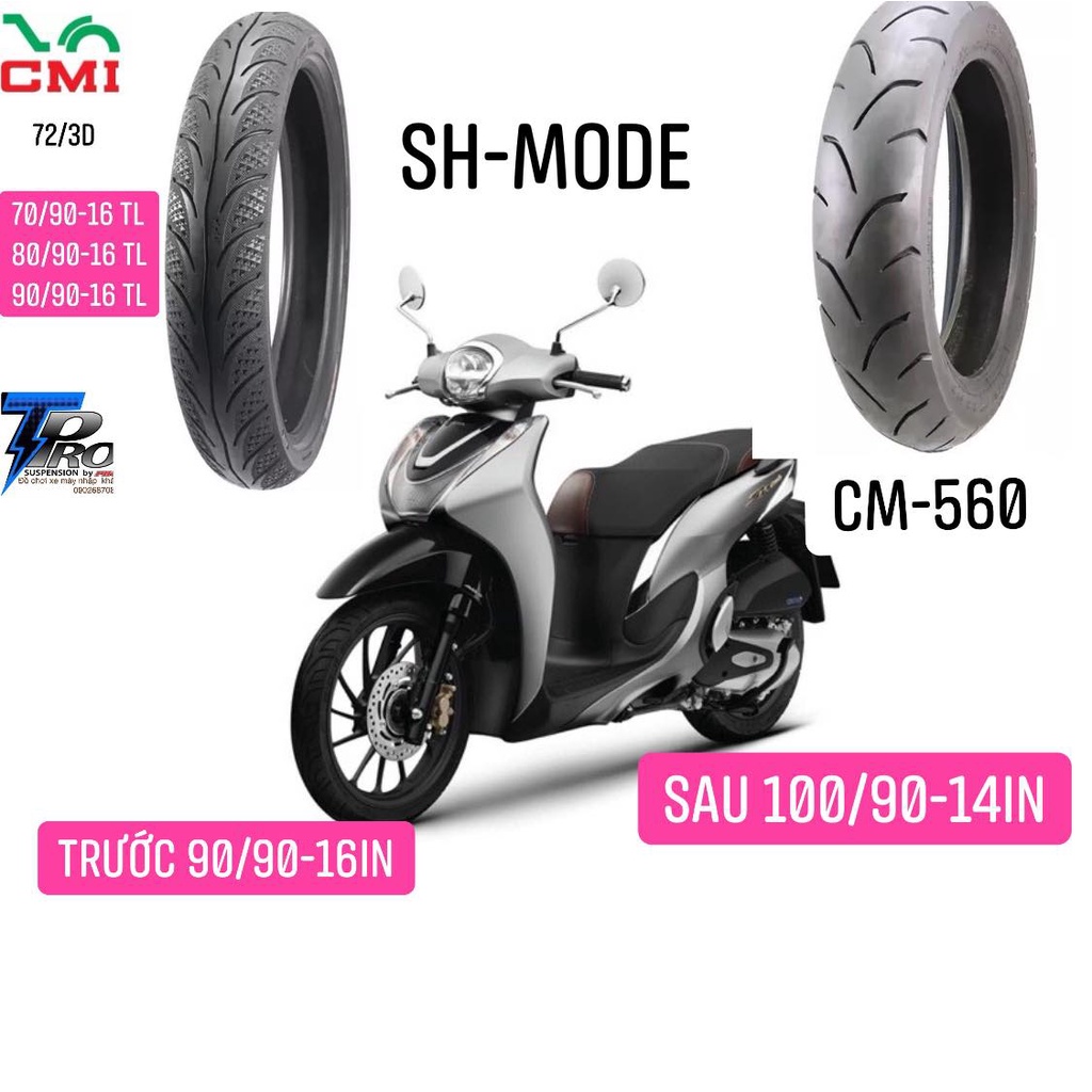 VỎ LỐP CMI_560/3D SH MODE CAO SU THIÊN NHIÊN ( LỐP KHÔNG RUỘT) 100/90-16 &amp; 90/90-16 CAMEL TIRE