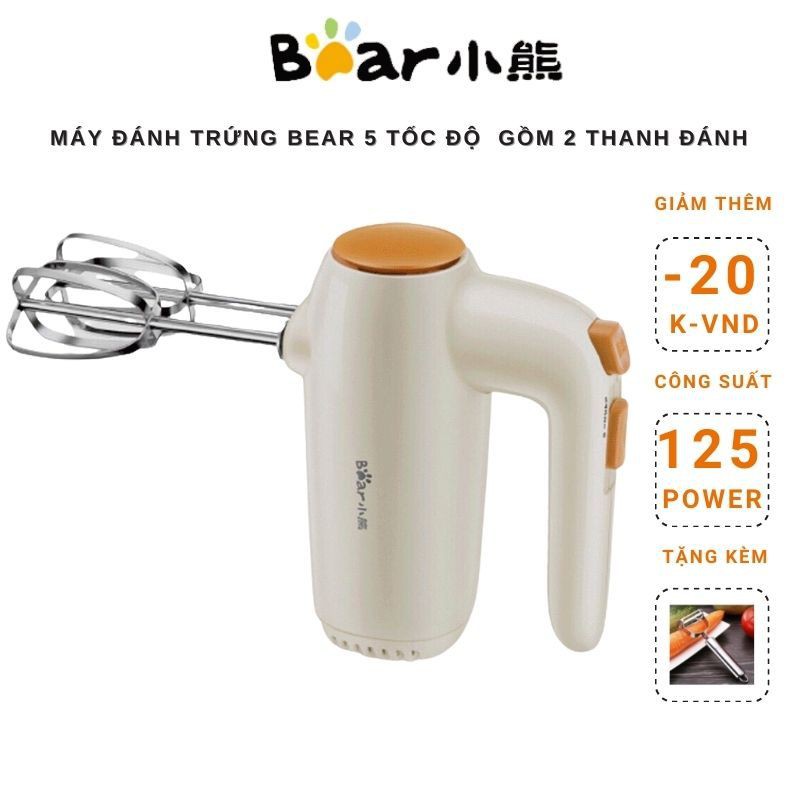 Máy đánh trứng cầm tay 5 tốc độ Bear DDQ-B01K1 - hàng Chính Hãng  bảo hành 18 Tháng tặng kèm vợt lấy lòng đỏ trứng