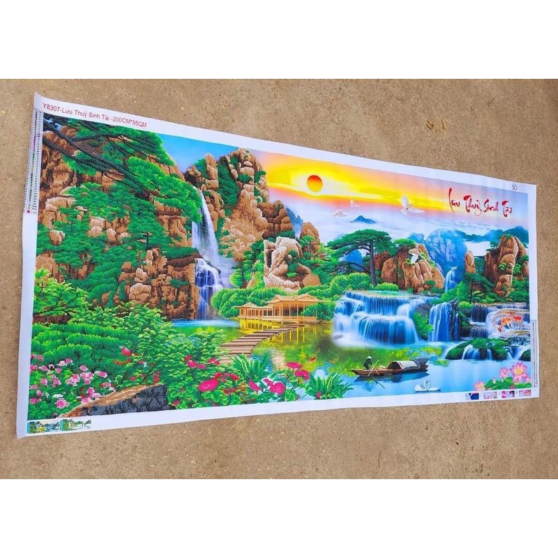 tranh thành phẩm đính đá sẵn khổ lớn thiên nhiên hùng vĩ