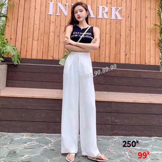 Quần ống rộng 1 cúc dáng dài kiểu Nhật chất đũi siêu đẹp siêu hot