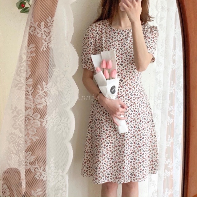 Váy hoa nhí ngắn tay cổ tròn vintage 🌸 VKE190-12 Hàng Quảng Châu | BigBuy360 - bigbuy360.vn